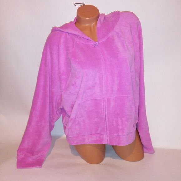 Victoria Secret PINK Lounge Set Hoodie & Shorts XL Pink Terry Cloth Zip Up Pocke - Picture 9 of 16